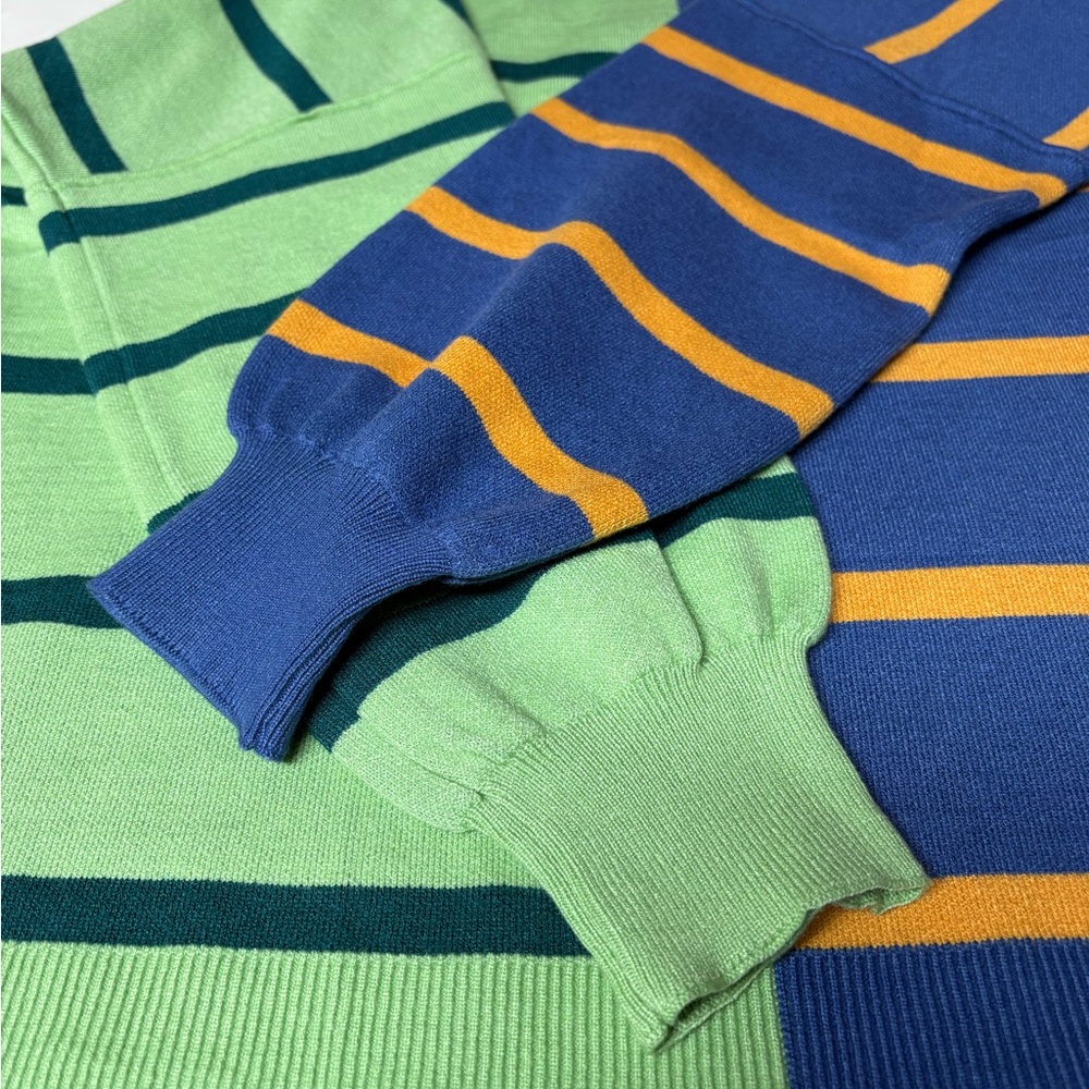 ETCYY NEW Blue, Gold and Green Striped Long Sleeve Women’s Sweater Sz S - Picture 5 of 6